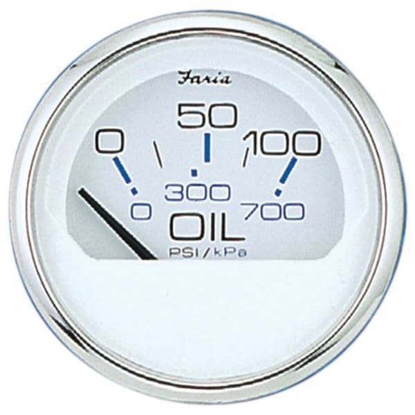 Faria Beede Instruments Faria 13802 Chesapeake Stainless Steel Oil Pressure Gauge (80 PSI) - 2", White 13802 - main